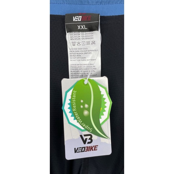 NWT VEOBIKE Men XXL Quick Dry Running Cycling Workout Blue Shorts 2 in 1 Stretch - Picture 5 of 5